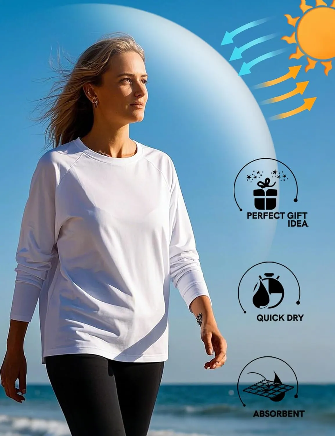 5 Pack Women Long Sleeve Shirts Running UV Rash Guard Casual Tops Sun Protection Workout Hiking T Shirts for Women