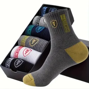 5-Pairs: Stylish Breathable Warm Crew Socks For Men