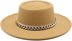 8.5cm Big Brim Jazz Hat New Golden Chain Dome Raised Top French Top Hat European Style Felt Hat Fengyan Cowboy Hats