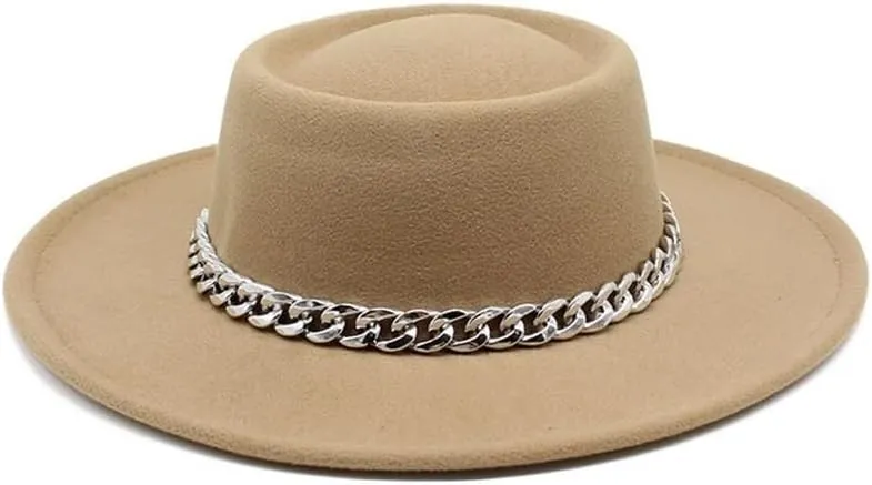 8.5cm Big Brim Jazz Hat New Golden Chain Dome Raised Top French Top Hat European Style Felt Hat Fengyan Cowboy Hats