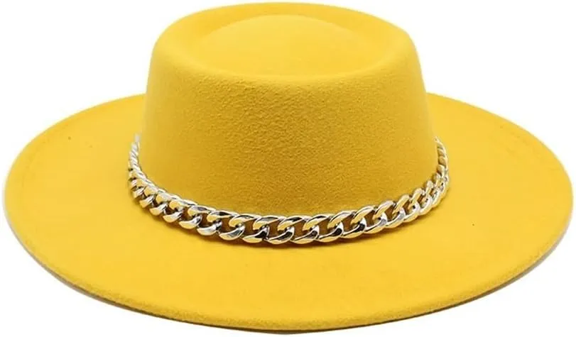 8.5cm Big Brim Jazz Hat New Golden Chain Dome Raised Top French Top Hat European Style Felt Hat Fengyan Cowboy Hats