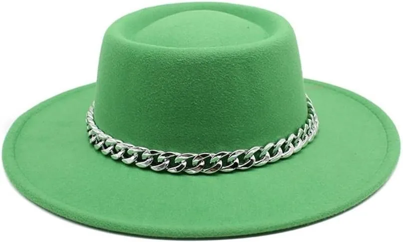 8.5cm Big Brim Jazz Hat New Golden Chain Dome Raised Top French Top Hat European Style Felt Hat Fengyan Cowboy Hats
