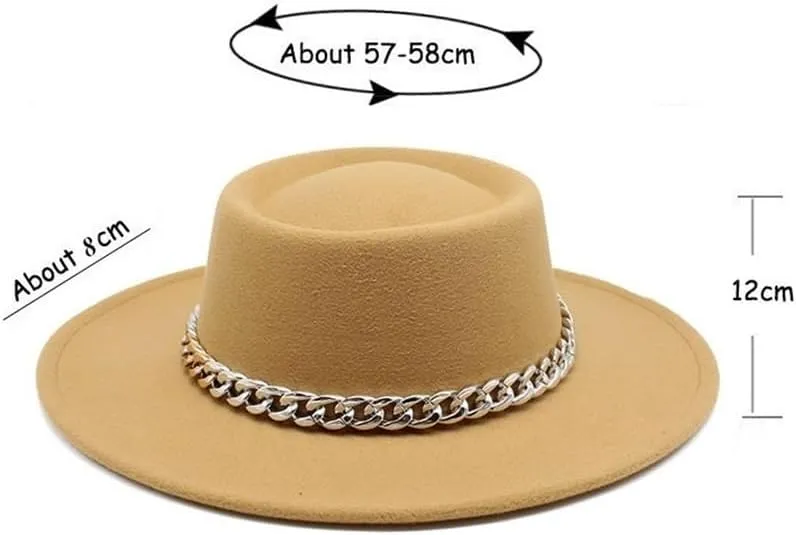 8.5cm Big Brim Jazz Hat New Golden Chain Dome Raised Top French Top Hat European Style Felt Hat Fengyan Cowboy Hats