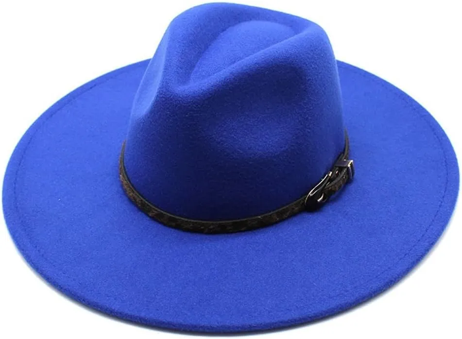 and Winter Woolen Jazz Top Hat Men and Women's Peach Top Chain Top Hat 9.5cm Large Brim Felt Hat Fengyan Cowboy Hats (Color : Rose Red, Size : 56-58cm)