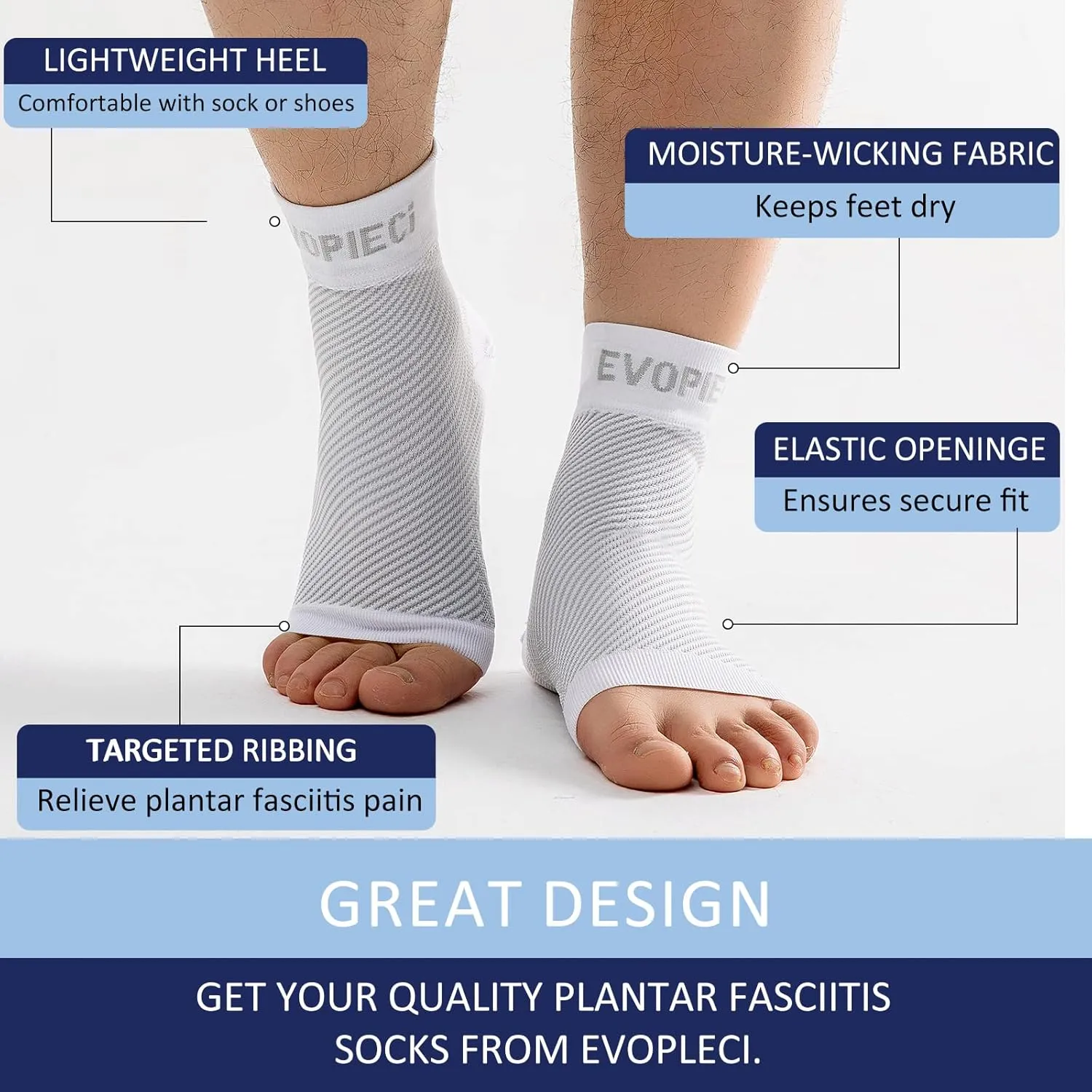 Ankle Compression Sleeve, 20-30mmHg Plantar Fasciitis Socks, Ankle Compression Socks for Women and Men(1Pair), Ankle Sleeve Compression Support, Compression Ankle Sleeve, Heel Pain Achilles Tendonitis Relief