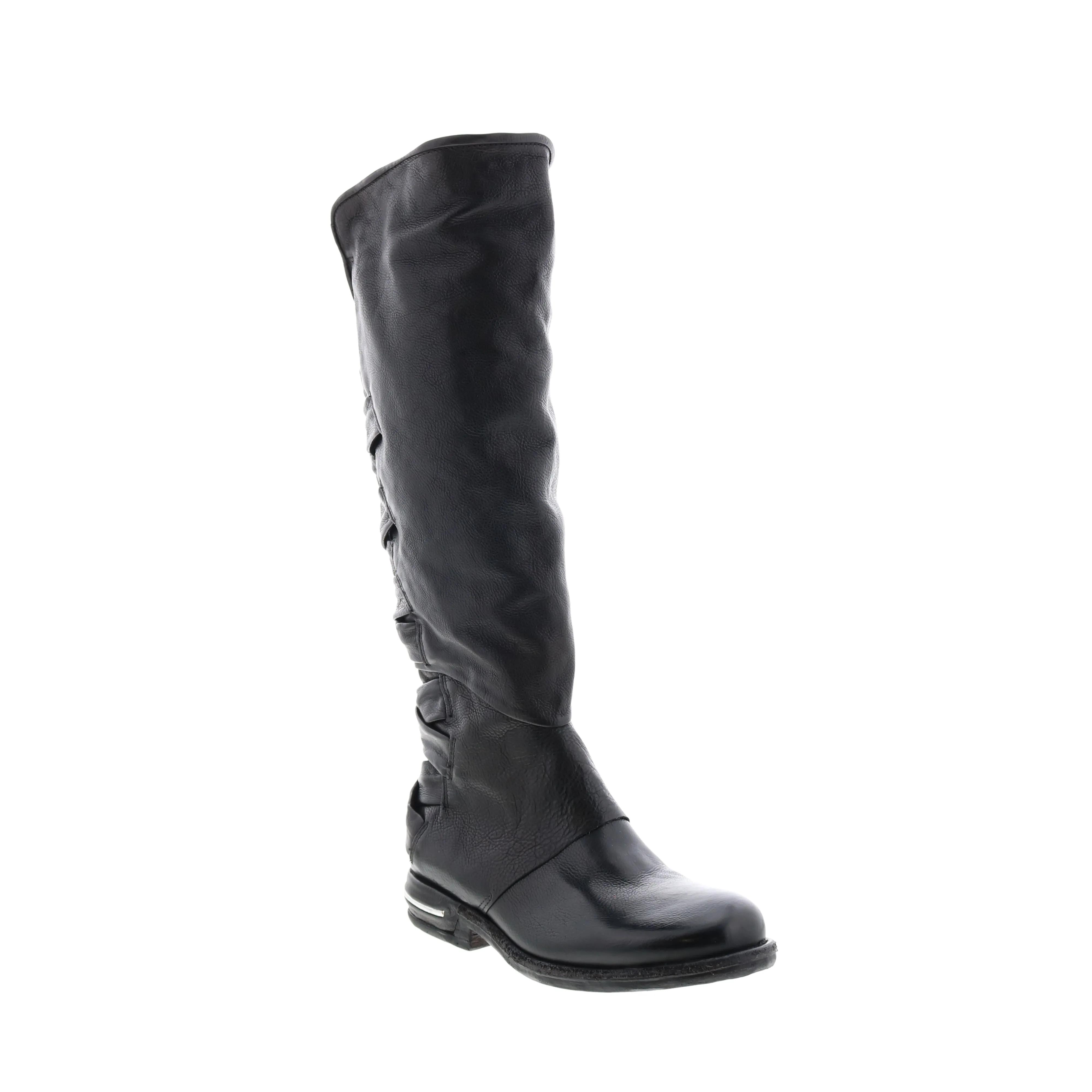 A.S.98 Teagan 516317-101 Womens Black Leather Zipper Knee High Boots