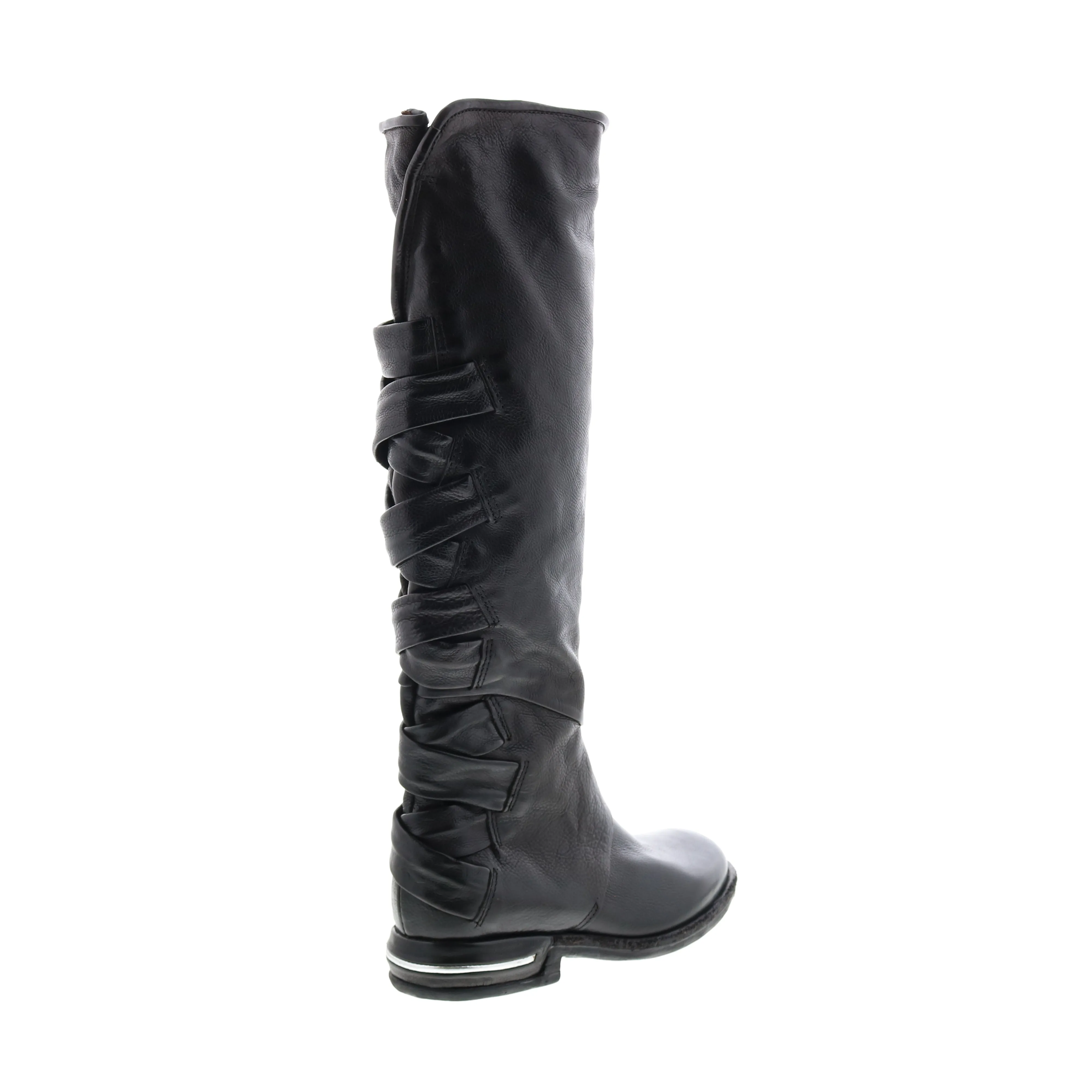 A.S.98 Teagan 516317-101 Womens Black Leather Zipper Knee High Boots
