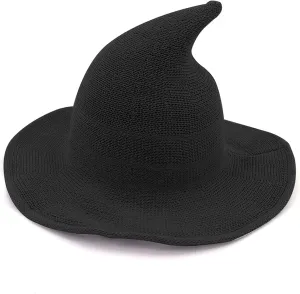 Bestjybt Women Halloween Witch Hat Wool Knitted Cap for Party Masquerade Cosplay Costume Accessory Daily
