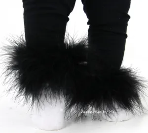 Black Marabou Trim White Socks