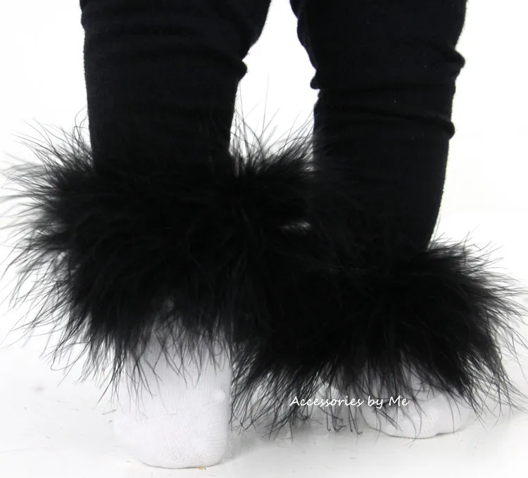 Black Marabou Trim White Socks