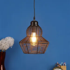 Black Metal Hanging Light PINJRA-SMALL-STIC