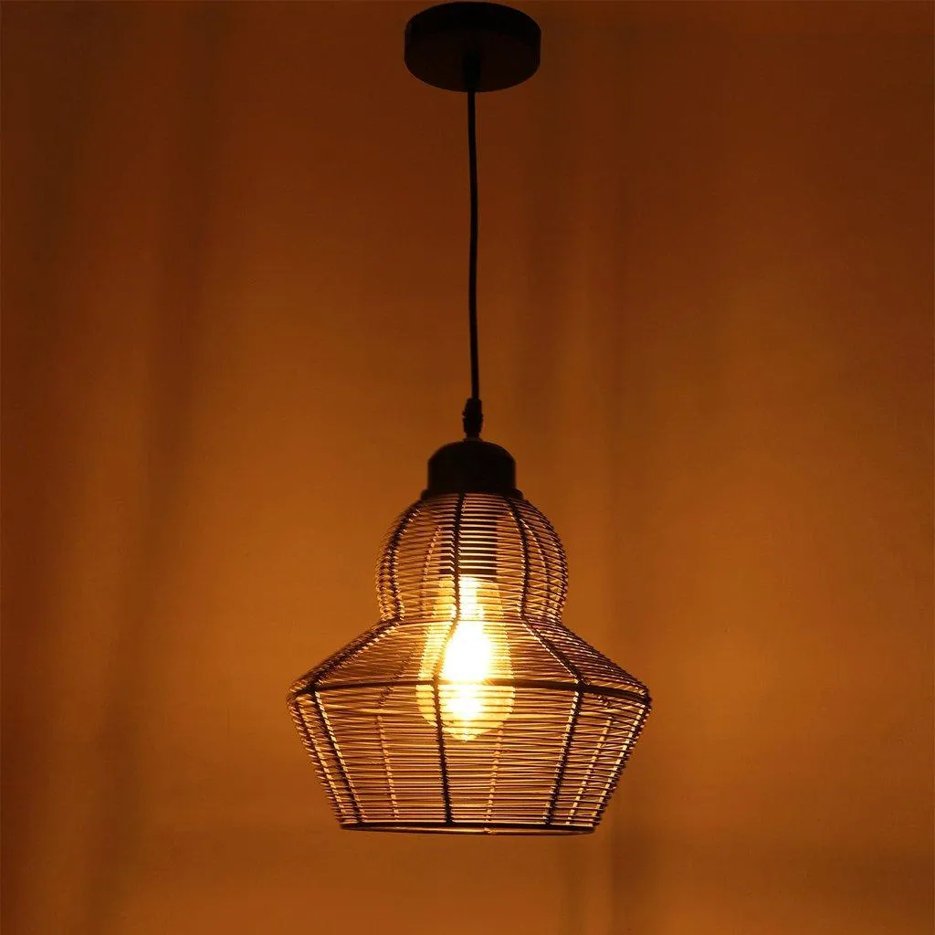 Black Metal Hanging Light PINJRA-SMALL-STIC