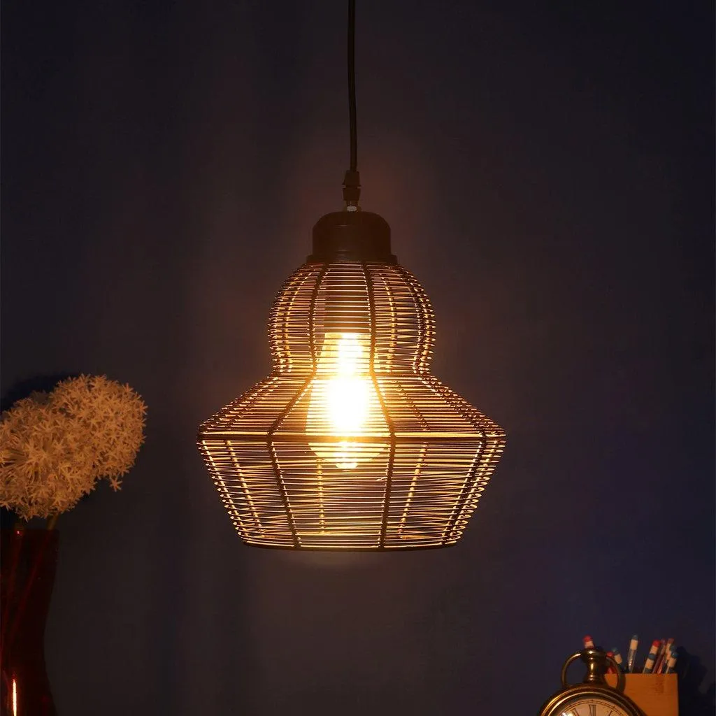 Black Metal Hanging Light PINJRA-SMALL-STIC
