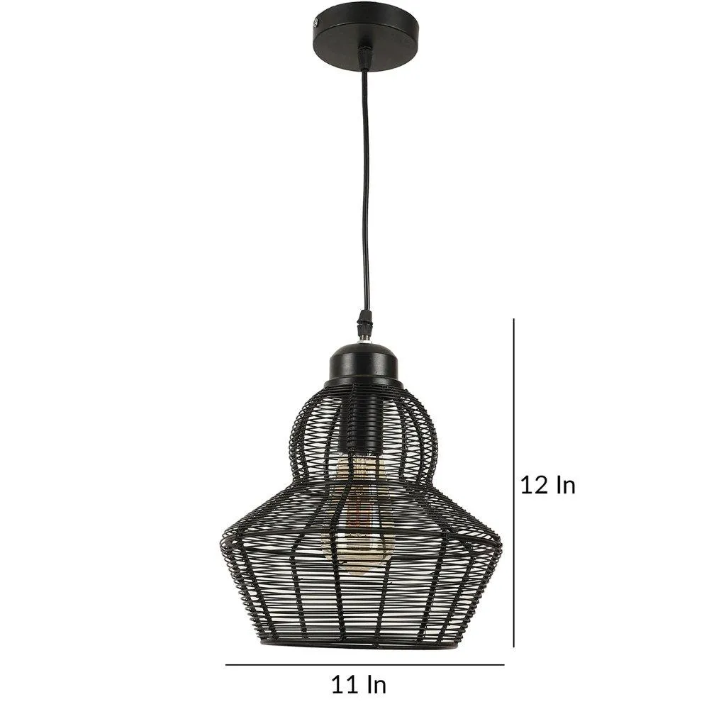Black Metal Hanging Light PINJRA-SMALL-STIC