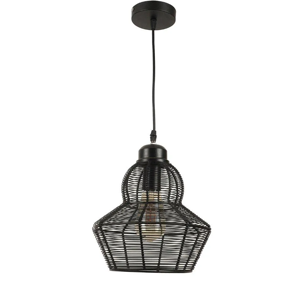Black Metal Hanging Light PINJRA-SMALL-STIC