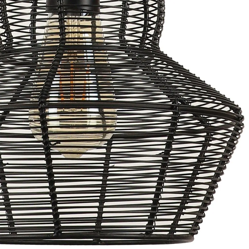 Black Metal Hanging Light PINJRA-SMALL-STIC