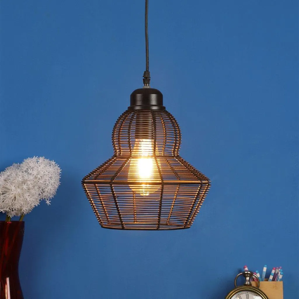 Black Metal Hanging Light PINJRA-SMALL-STIC