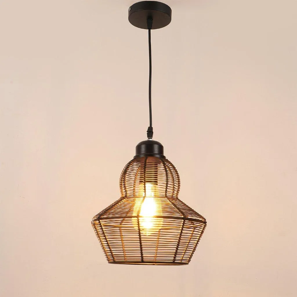 Black Metal Hanging Light PINJRA-SMALL-STIC