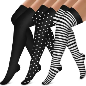 Bluemaple Thigh High Compression Socks for Women and Men Circulation(3 Pairs) Over the Knee-Best Support for Running,Travel