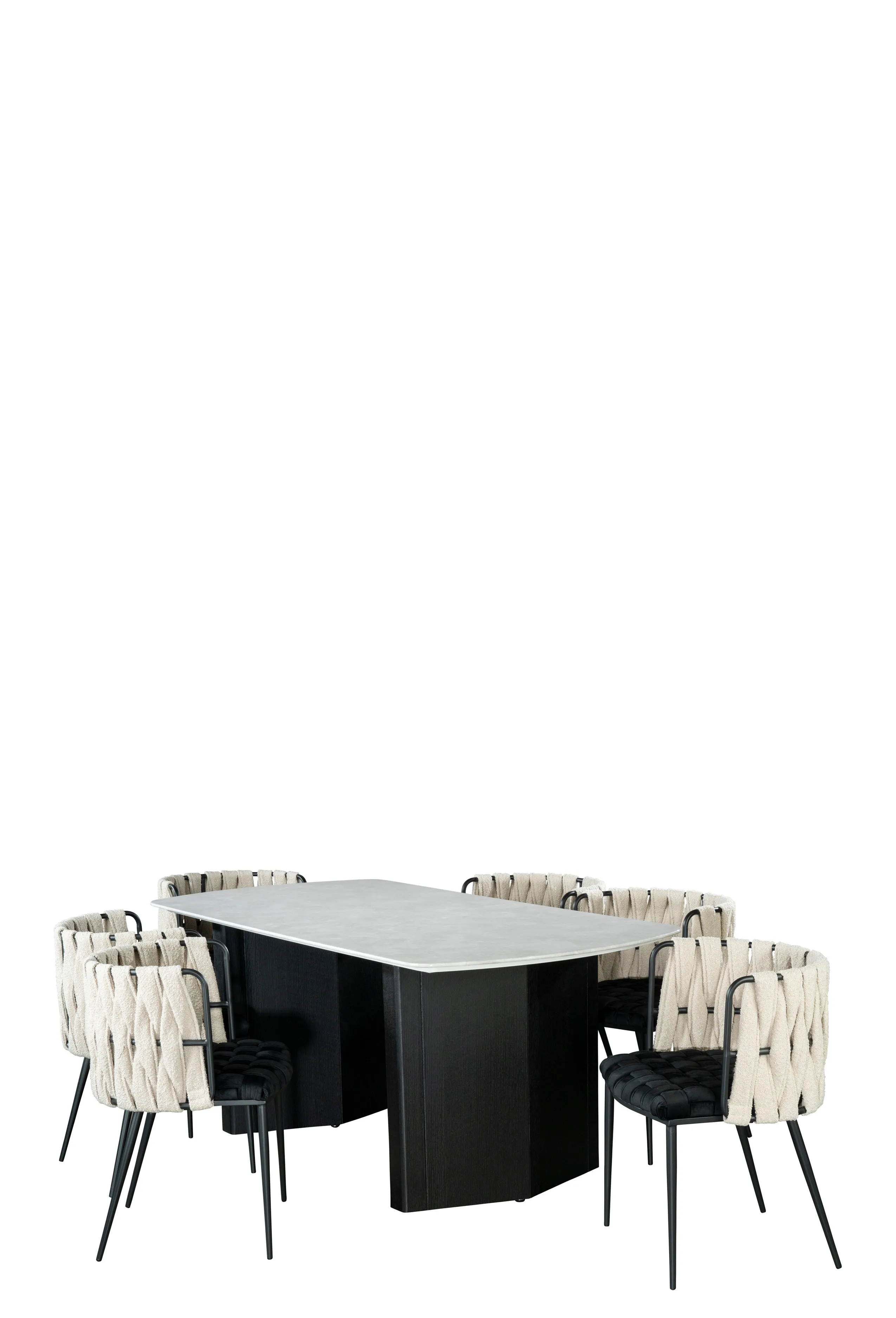 Bradley Rectangular Dining Table Set for 6 in Black and White