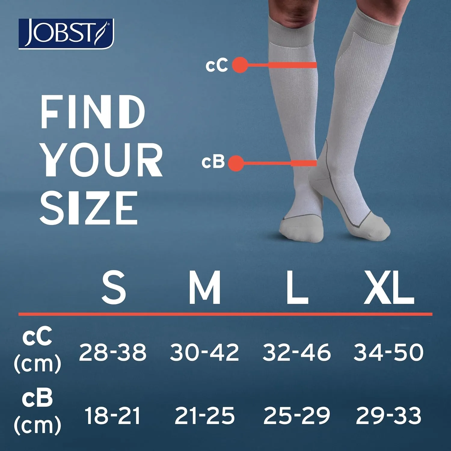 BSN Medical 7529000 JOBST Sock, Knee High, 20-30 mmHg, Closed Toe, Small, White/Grey