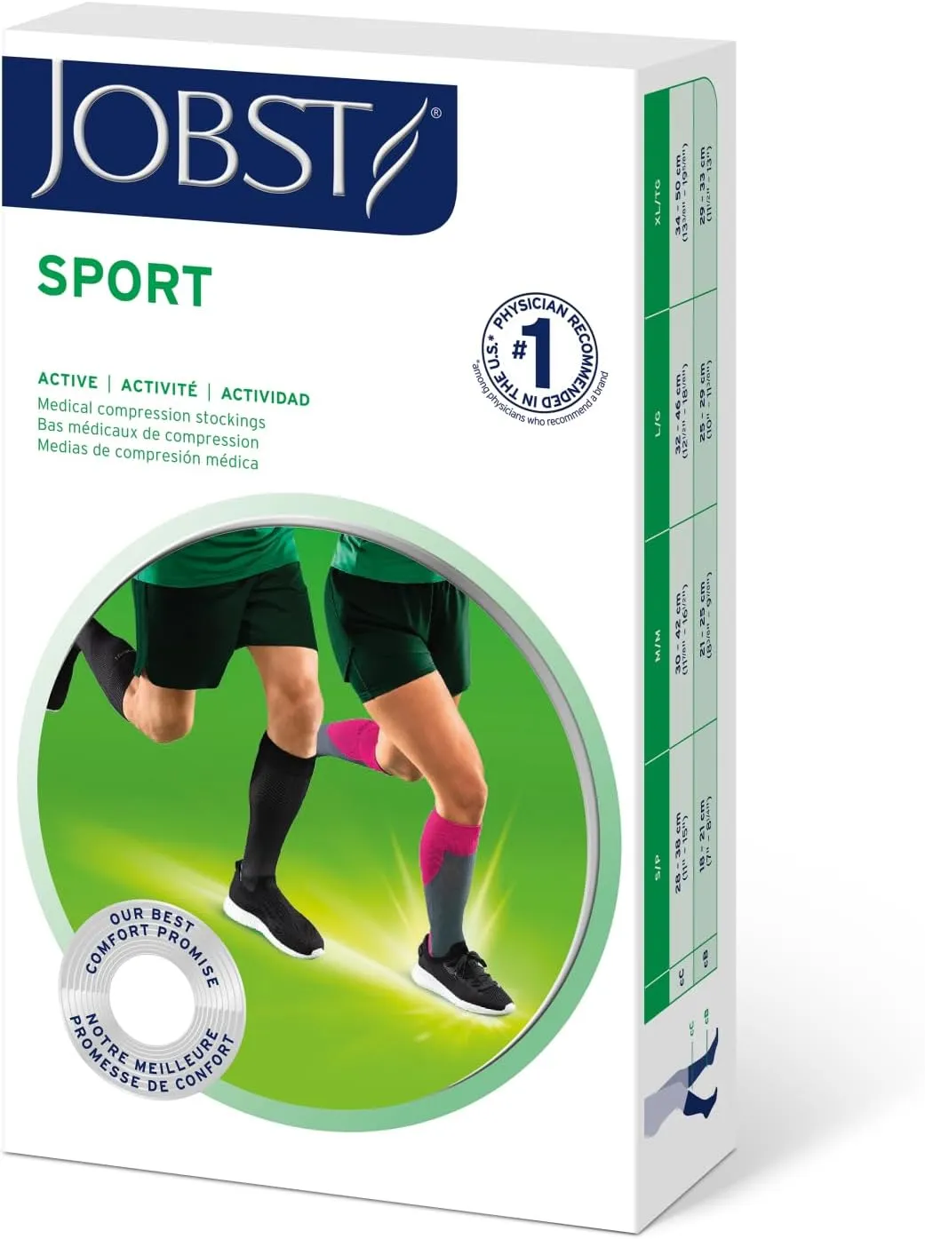 BSN Medical 7529000 JOBST Sock, Knee High, 20-30 mmHg, Closed Toe, Small, White/Grey