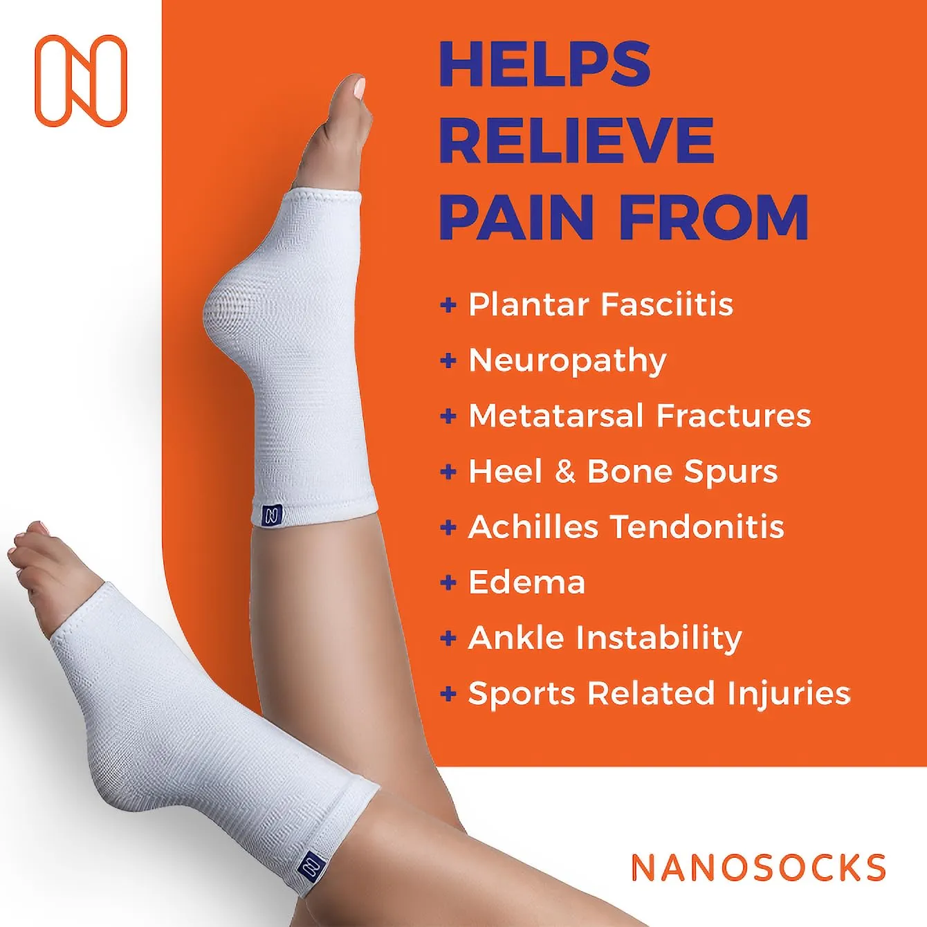 Compression Socks for Women & Men (1 Pair) - BEST Ankle Brace Support Sleeve for Neuropathy, Plantar Fasciitis, Diabetic Foot Nerve Pain Relief - Toeless (Large, Black)