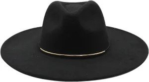 Dcvmvmn Women Big Edge Wool Fedora Hat Winter Autumn Lady Jazz Caps Black