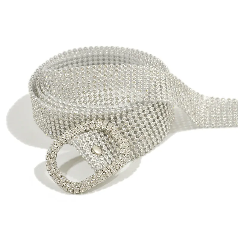 Diamond Band 9 Rows Full Rhinestone Inlaid Belt Fashion Matching Clothing Belt