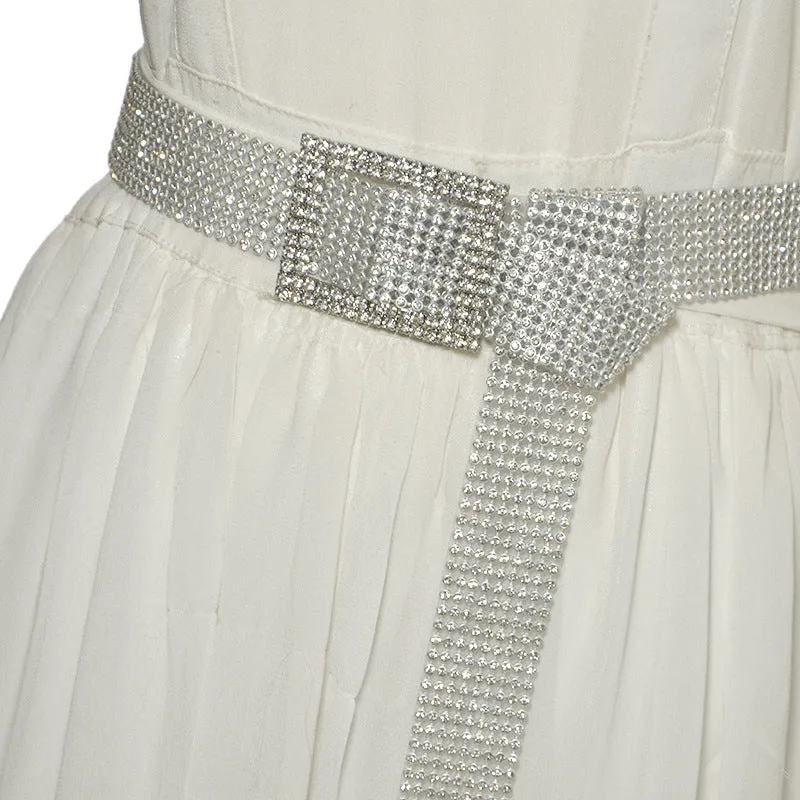 Diamond Band 9 Rows Full Rhinestone Inlaid Belt Fashion Matching Clothing Belt