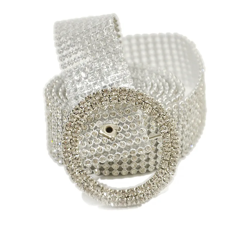 Diamond Band 9 Rows Full Rhinestone Inlaid Belt Fashion Matching Clothing Belt