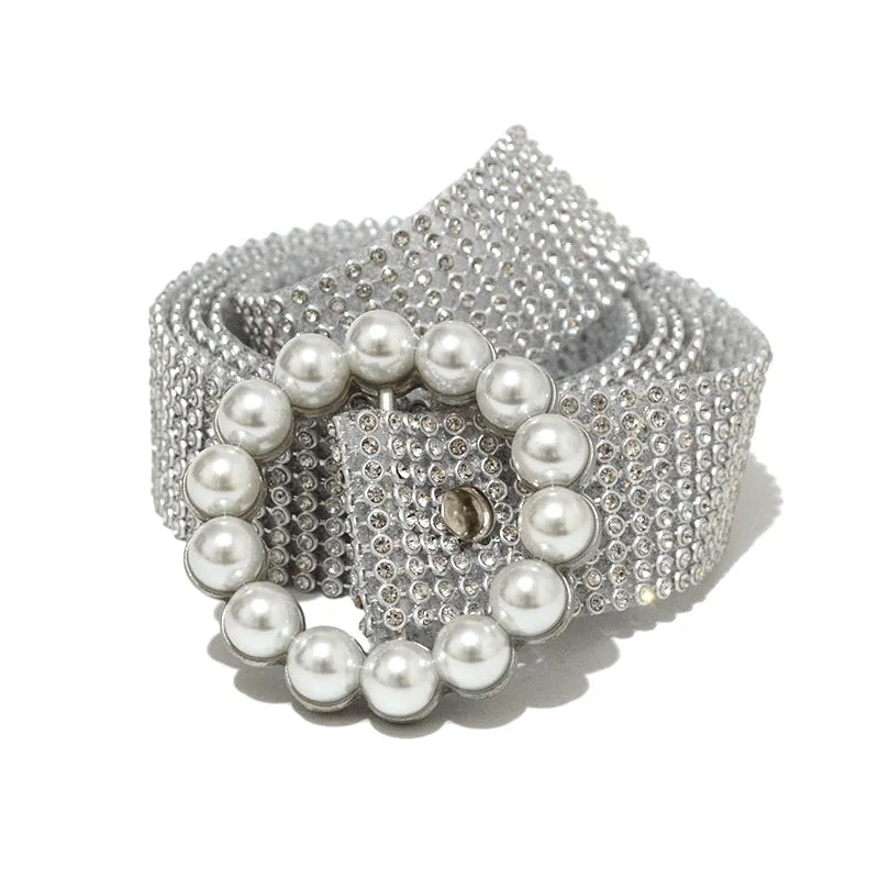 Diamond Band 9 Rows Full Rhinestone Inlaid Belt Fashion Matching Clothing Belt