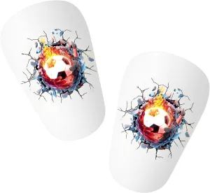 Extra Mini Shin Guards Soccer, 3.9x2.4in Mini Shin Pads Soccer Small Shin Guards Tiny 3D Football Pattern Miniature Sport Equipment Protective for Men Women Boys Girls and Kids(white)