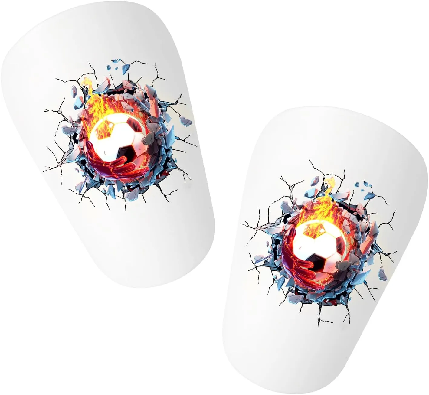 Extra Mini Shin Guards Soccer, 3.9x2.4in Mini Shin Pads Soccer Small Shin Guards Tiny 3D Football Pattern Miniature Sport Equipment Protective for Men Women Boys Girls and Kids(white)