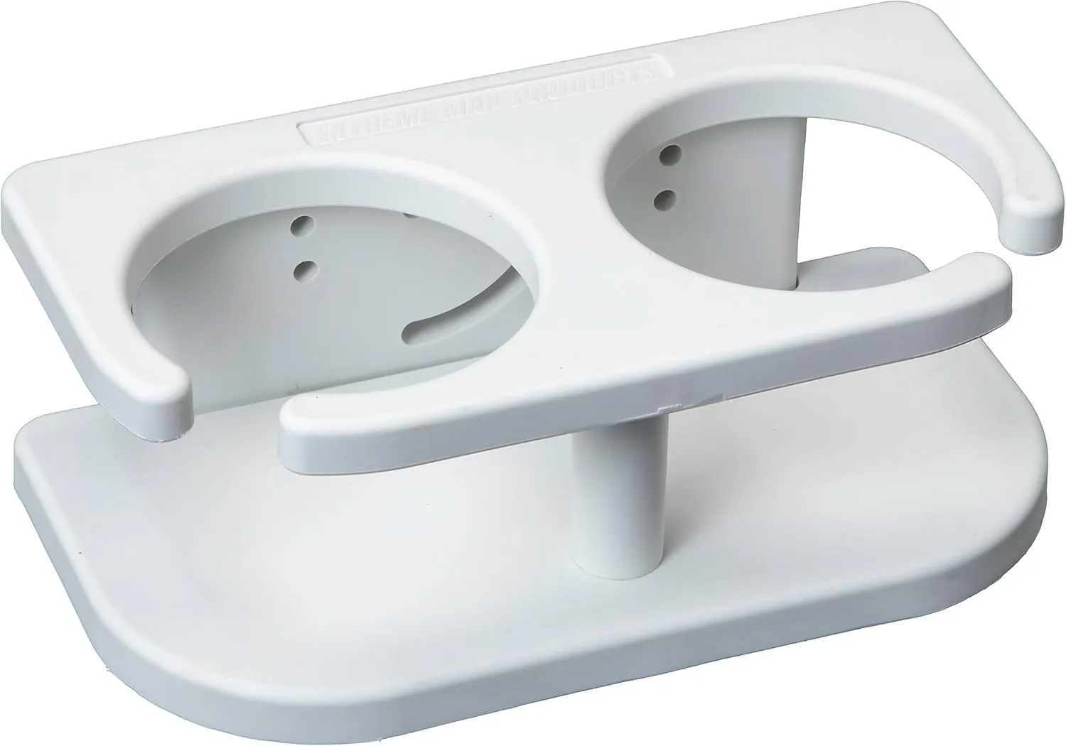 Extreme Max 3005.5692 Adjustable 2-Drink Mug Cup & Can Holder for Horizontal and Vertical Square Pontoon Rails - White