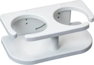 Extreme Max 3005.5692 Adjustable 2-Drink Mug Cup & Can Holder for Horizontal and Vertical Square Pontoon Rails - White