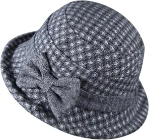 Fashion Black Wool Blend Flat Brim Elegant Fedora Hat Panama Bowler Cap Jazz Hat with Belt for (Dark Gray, One Size)
