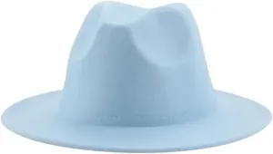 Fedora Hat Women Hat Formal Wedding Decorate Panama Cap Men Sombrero Hombre Sky Blue 60-62cm(XL)