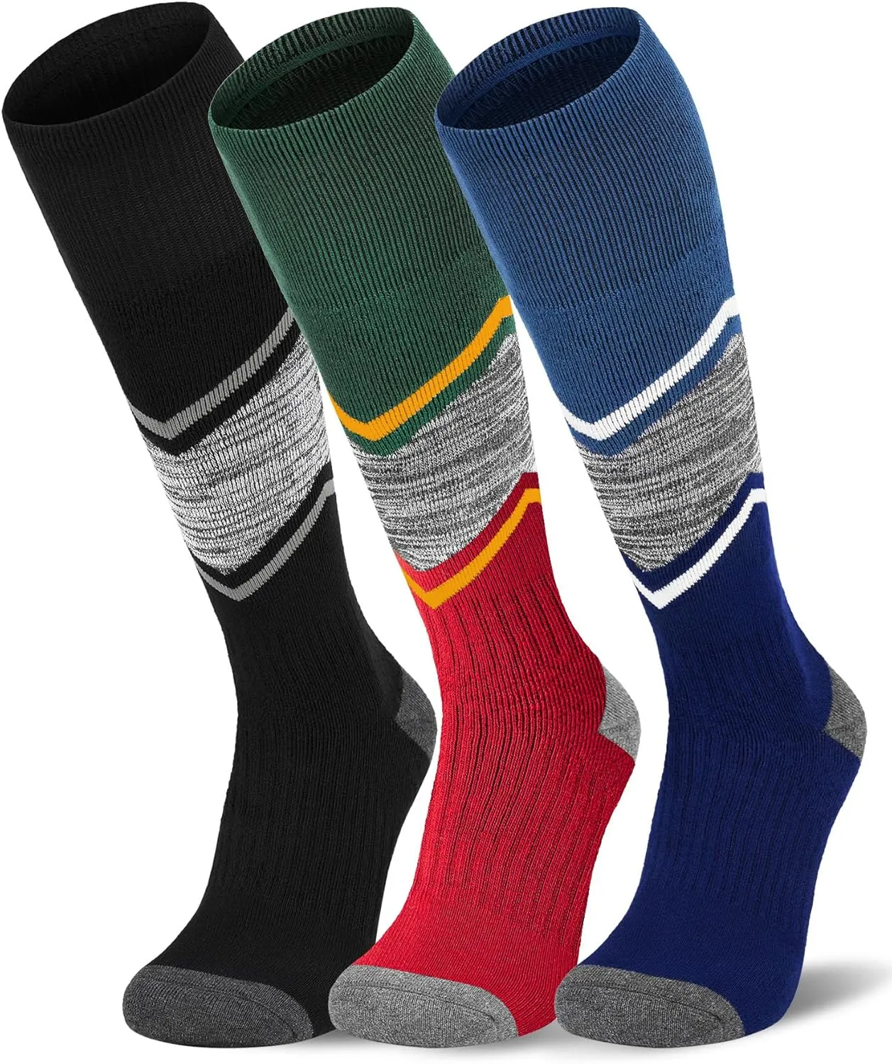 FITRELL 2/3 Pack Merino Wool Ski Socks for Snowboarding, Full Cushioned Winter Thermal Knee-high Warm Socks for Men and Women
