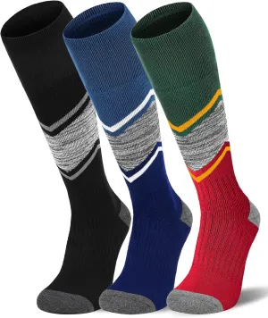 FITRELL 2/3 Pack Merino Wool Ski Socks for Snowboarding, Full Cushioned Winter Thermal Knee-high Warm Socks for Men and Women
