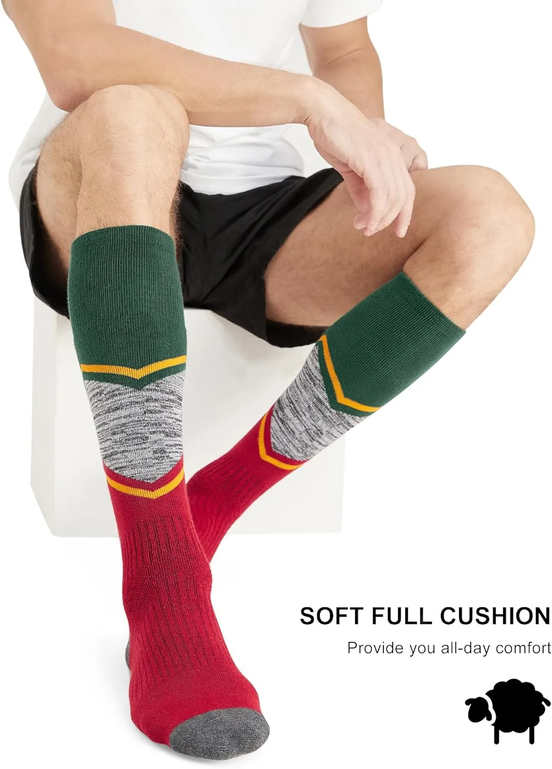 FITRELL 2/3 Pack Merino Wool Ski Socks for Snowboarding, Full Cushioned Winter Thermal Knee-high Warm Socks for Men and Women