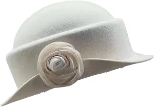 French Australian Wool Felt Hat Flower Hat Women Elegant Banquet Top Hat