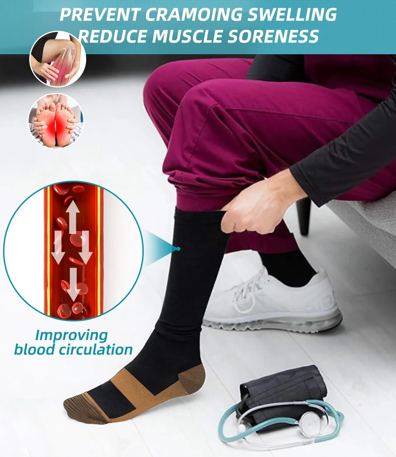 FuelMeFoot Compression Socks For Women Men - Graduated Support Knee High Socks For Nurses, Travel, Athletic