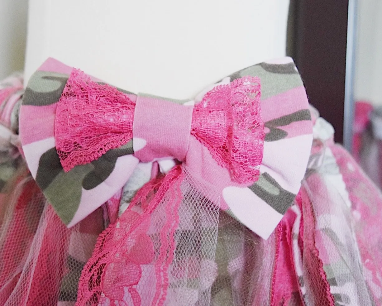 Girls Hot Pink Camo Shabby Chic Tutu