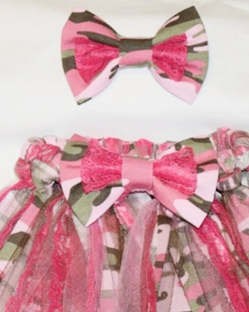 Girls Hot Pink Camo Shabby Chic Tutu