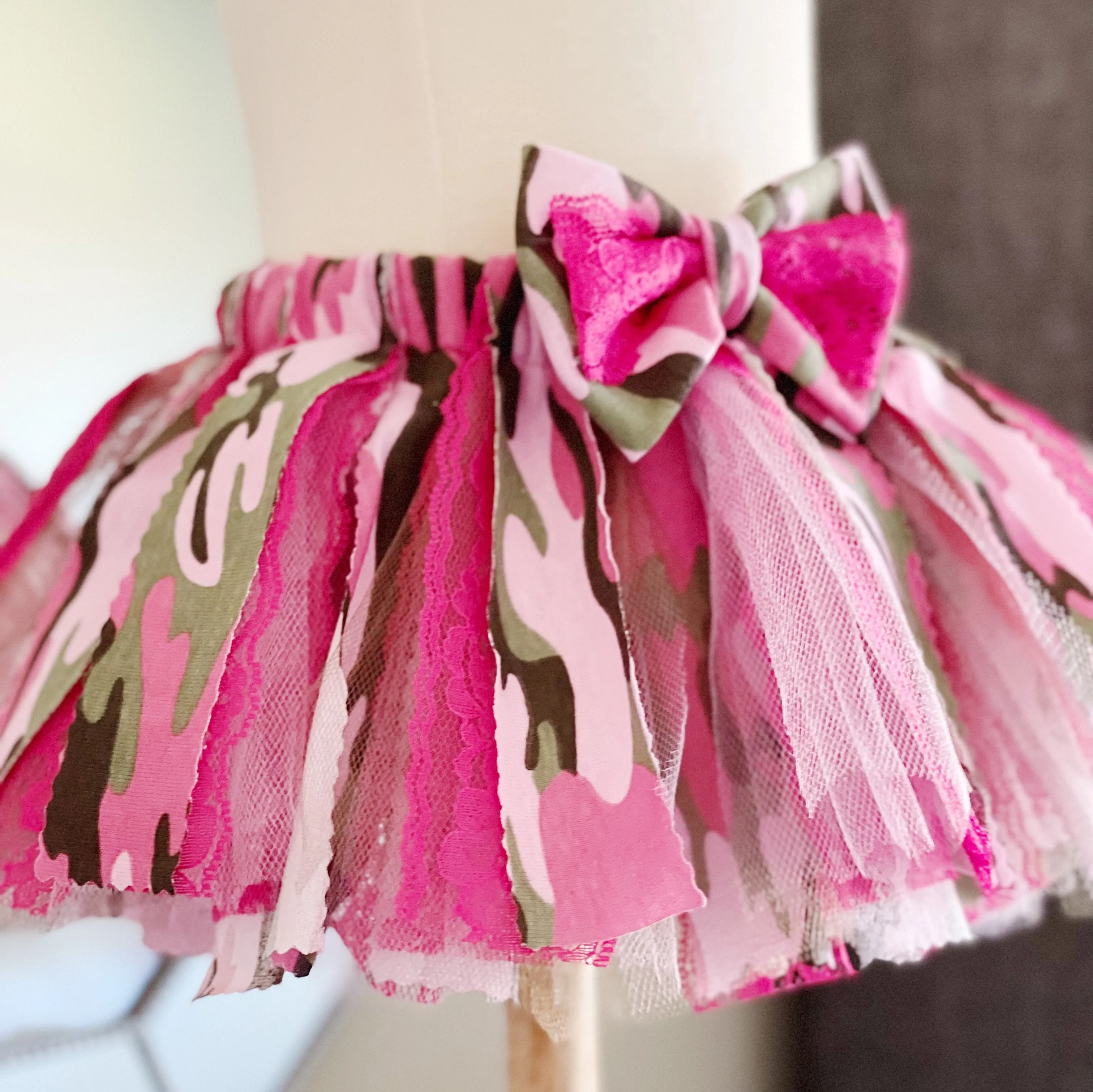 Girls Hot Pink Camo Shabby Chic Tutu