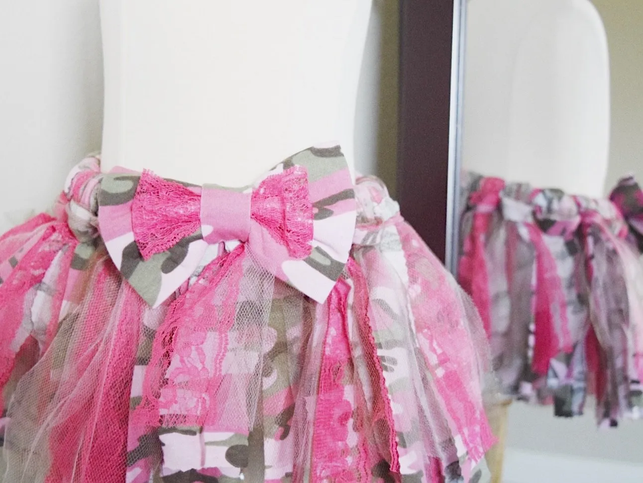 Girls Hot Pink Camo Shabby Chic Tutu