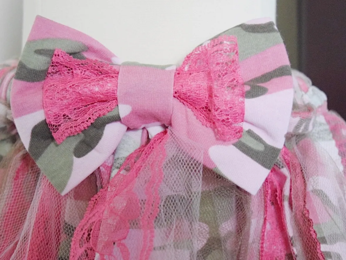 Girls Hot Pink Camo Shabby Chic Tutu