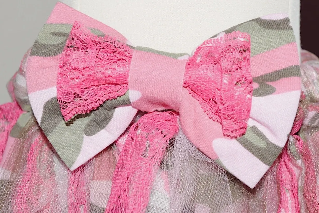 Girls Hot Pink Camo Shabby Chic Tutu