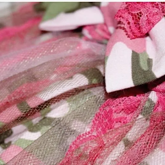 Girls Hot Pink Camo Shabby Chic Tutu